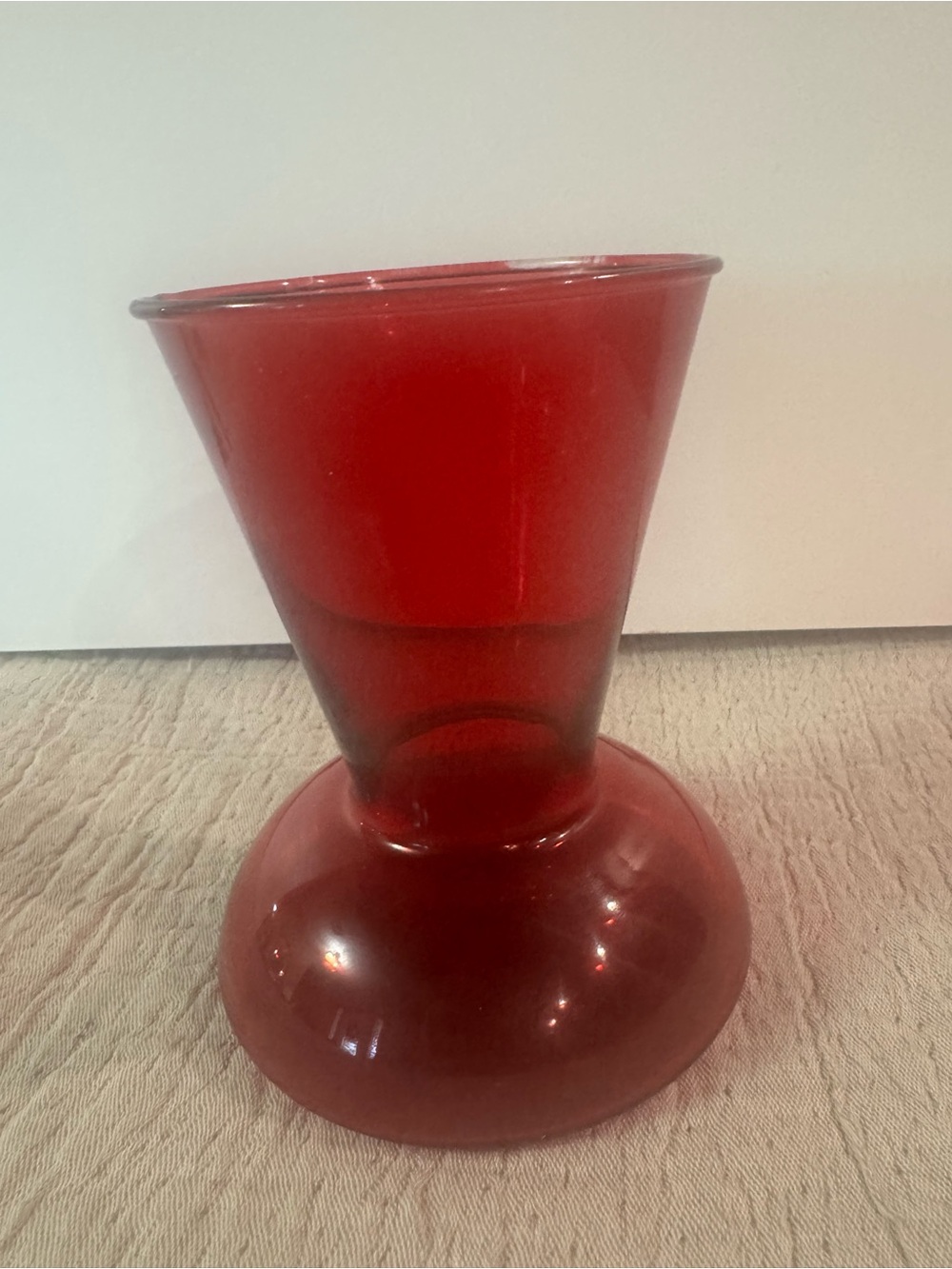 Hand Blown in Mexico Red Glass Vase Home Accent